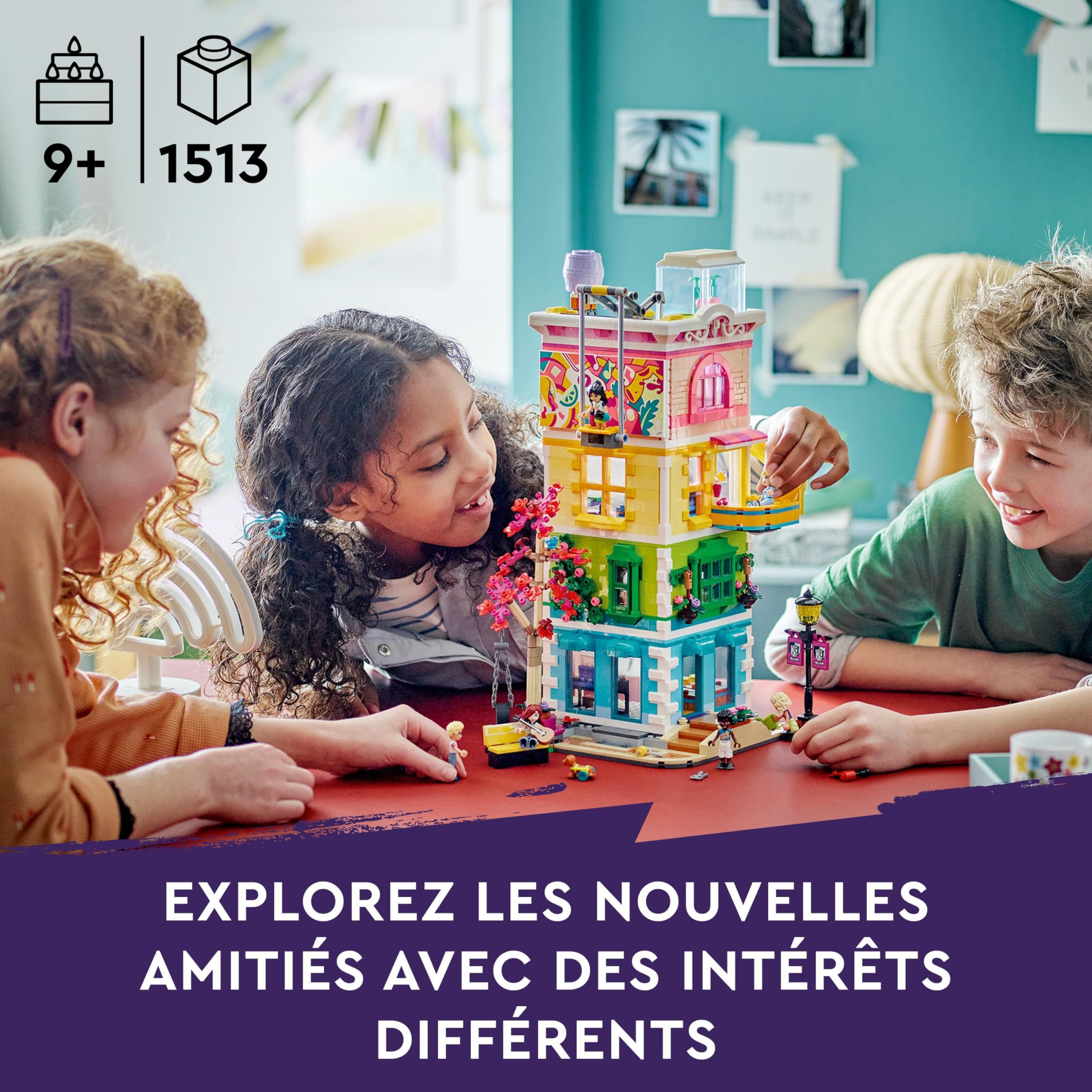 LEGO Friends Le Centre Collectif de Heartlake City - Jouet de Construction Modulaire à 5 Étages - 6 Mini-Poupées, 1 Figurine de Chien & Plein d'Accessoires Originaux - Cadeau pour Fille 9 Ans 41748