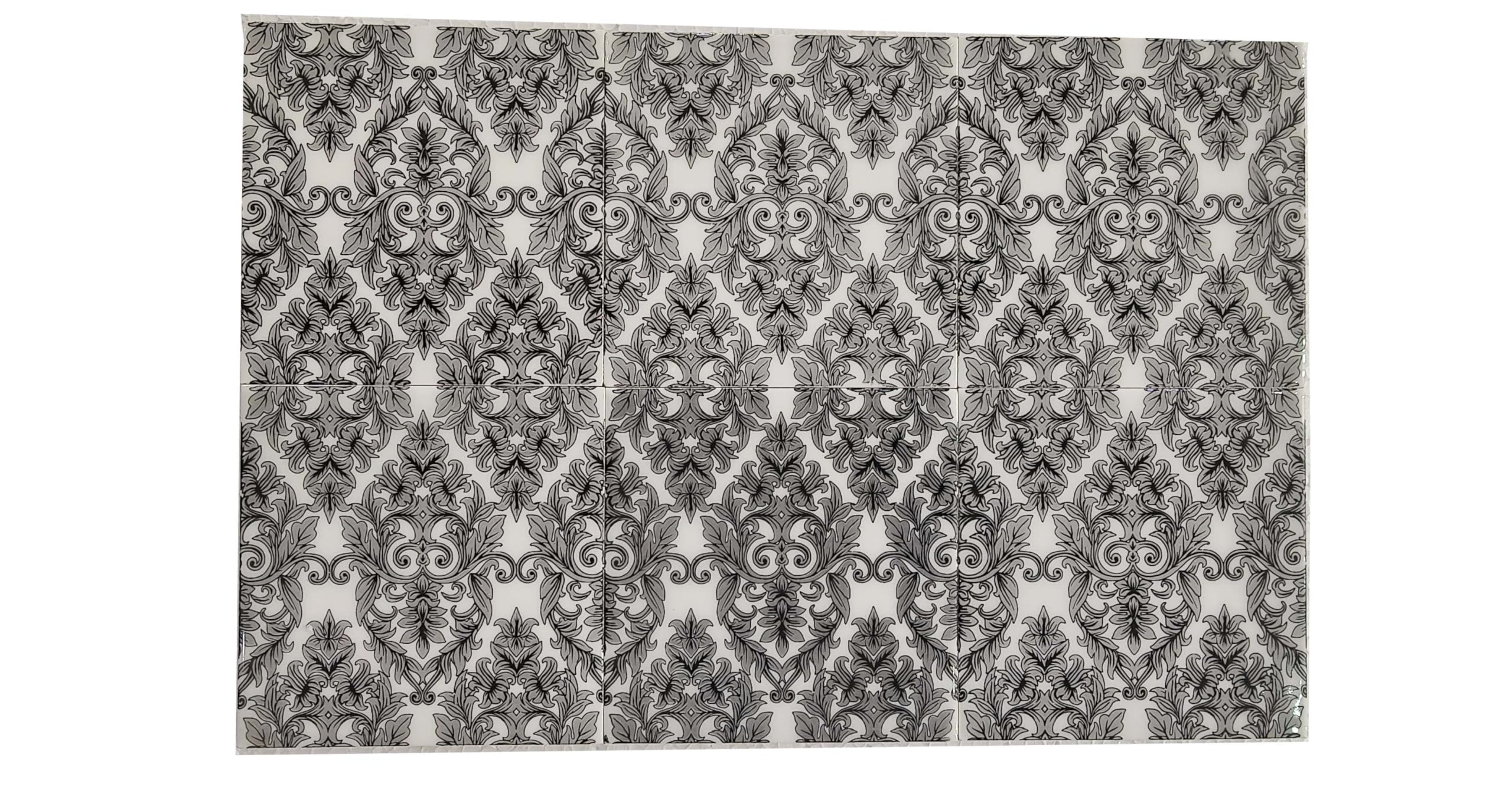 Season Creation Blue Pottery Home Decorative Ceramic Wall Hanging Tile Design Flooring Tiles Floral Kitchen Washroom Mosaic Furniture Tile Handmade Backsplash 6 X 6 Inches (Multi Pack of 6 Tile)