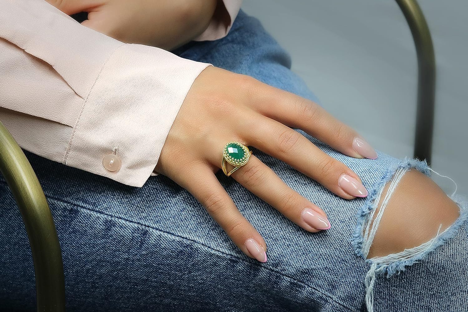 Green Onyx Ring - 14k Rose Gold Handmade Womens Gemstone Rings - Custom Engagement, Wedding, Birthstone, Fashion Rings - Jewelry Rings with Charming Box