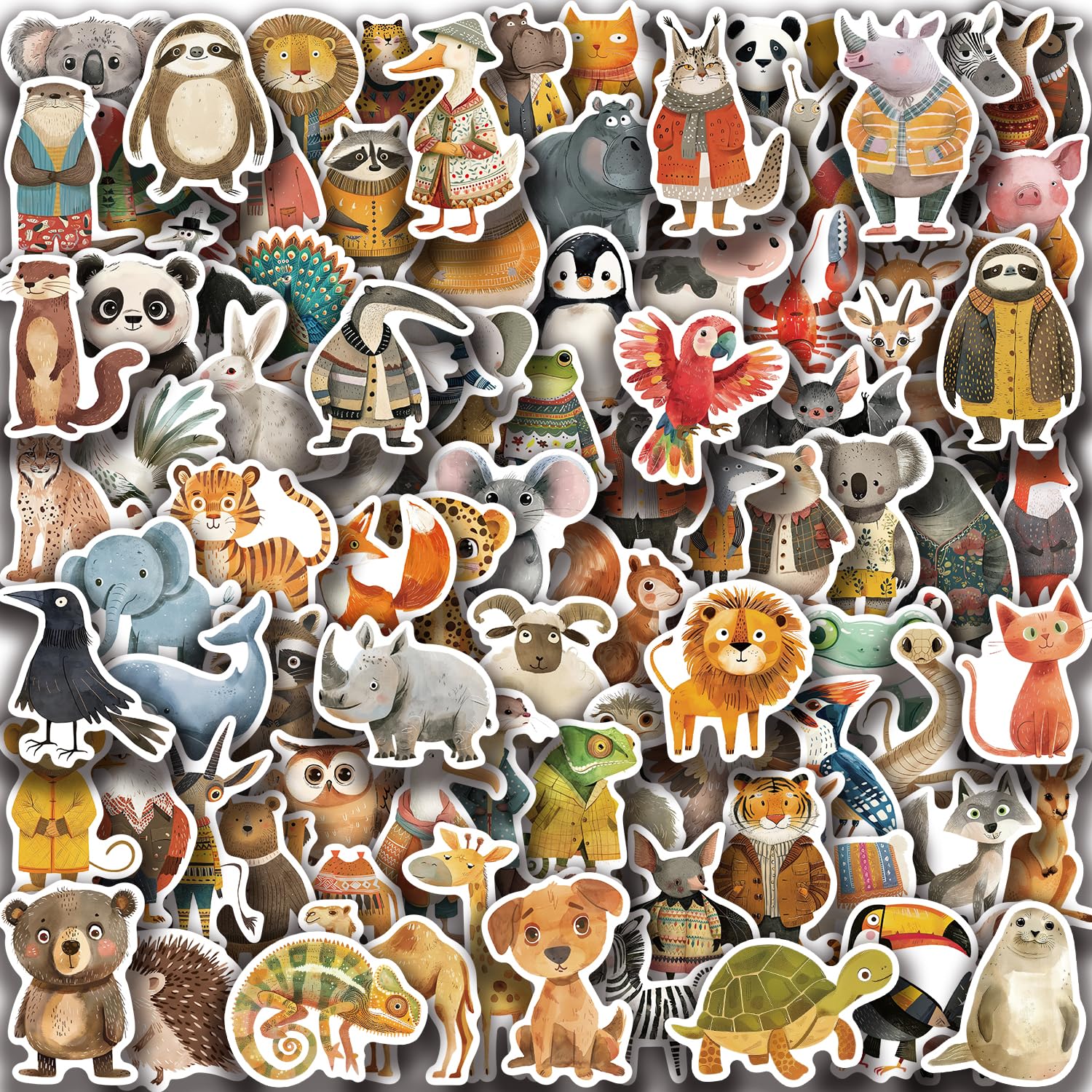 105 Stück Tier Sticker für Kinder, Niedliche Wasserdichte Vinyl Aufkleber für Trinkflaschen & Laptops, Lustige Kinderzimmer Belohnungen für Grundschüler