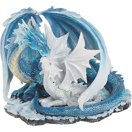 Amazon Com Le Elegant Ss G Blue Medieval Baby Dragon With Crystal Egg Nest Decorative Figurine Home Kitchen