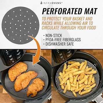 INFRAOVENS Air Fryer Liners Round Reusable Replacement for Parchment Paper, Mini Small Airfryer Accessories For Chefman, Gowise, Black+Decker, 2qt 3qt Basket Cover Sheets, Small Air Fryer Liners