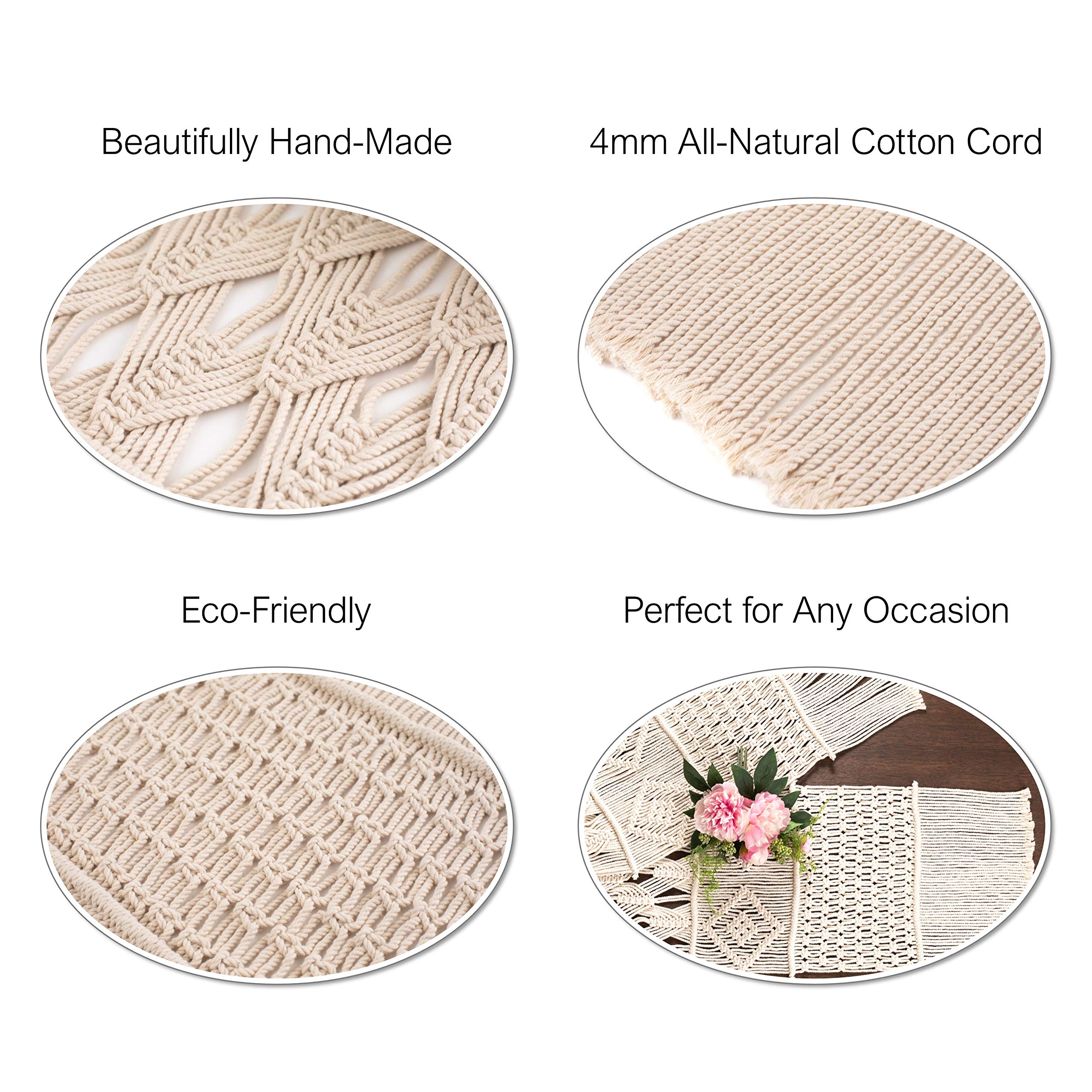 Macrame Table Runner, Boho Table Runner 86 x 13 inches, Perfect for Bohemian Decor, Boho Wedding Table Decor, Hand Woven Off White Table Runners for Dining Room, Coffee Table or Decorations for Home