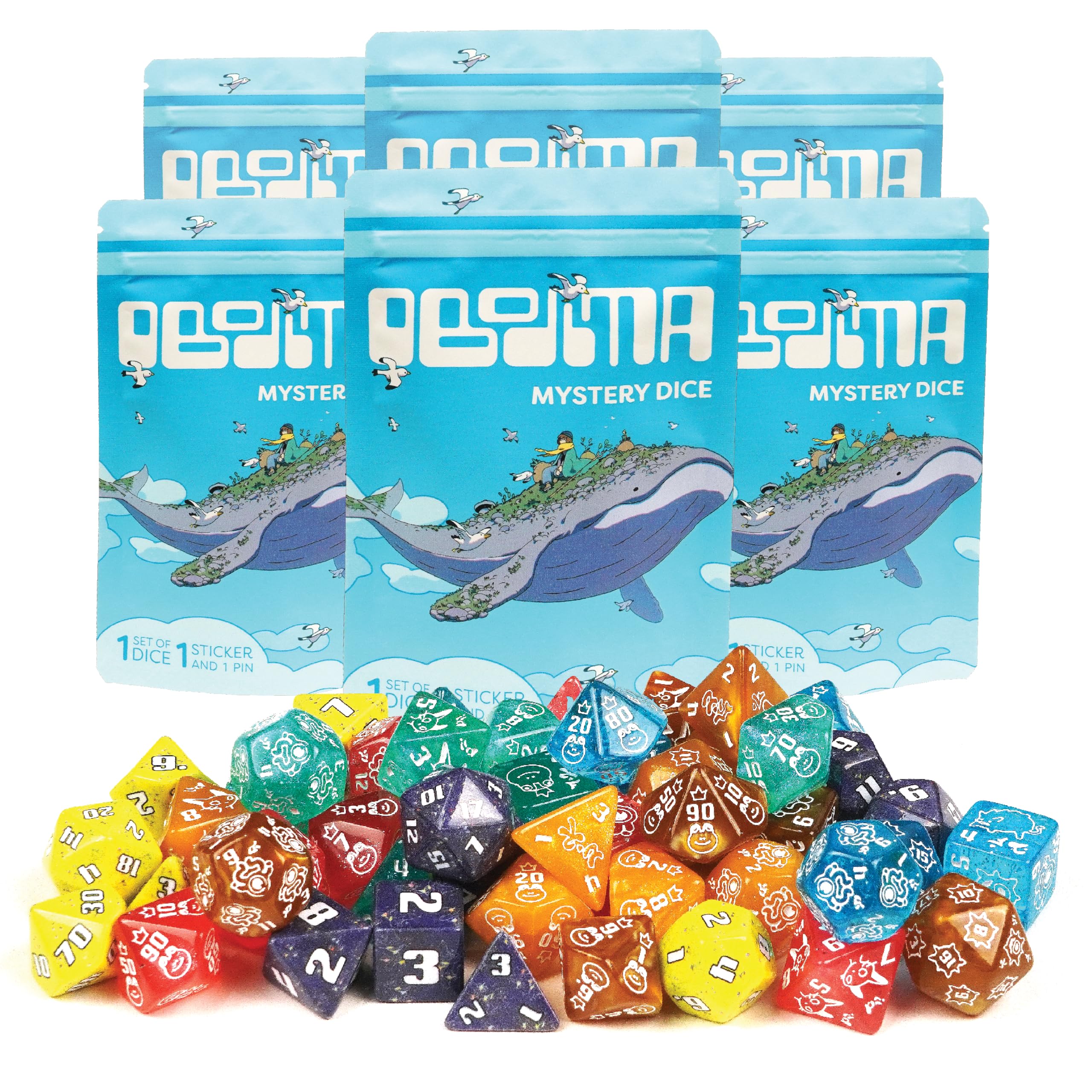 1985 Games Obojima Mystery Dice Set, D&D Dice, Gamers Gift, 6 Pack