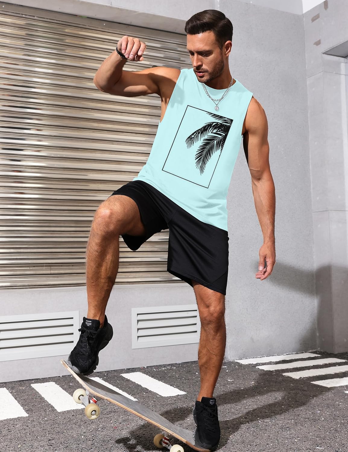 Mens Tank Tops Beach Summer Sleeveless Shirts Graphic Palm Tree Vacation Tanks Muscle Gym Tank Top - Image 6