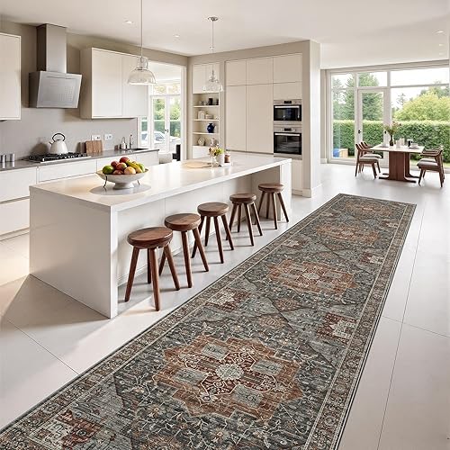 Miniatura 172 de Alfombras de área de 8 x 10 pies para sala de estar, vintage lavable con parte trasera antideslizante, resistente a las manchas, alfombra de área