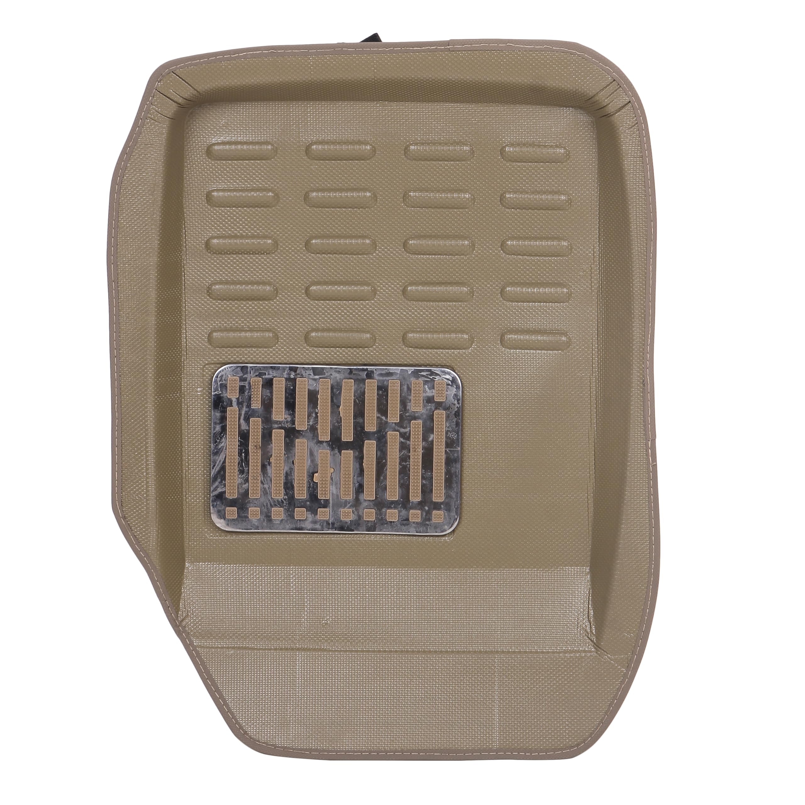 CARROGEN Polyvinyl Chloride 3D Universal Car Floor Mat Compatible with All Cars Like Swift,Dzire,Grand I 10,Elite I 20,Eon,Seltos,Alto,Tiago,Tigor,Wagonr|Set of 5 Pcs|Washable(Beige Color)