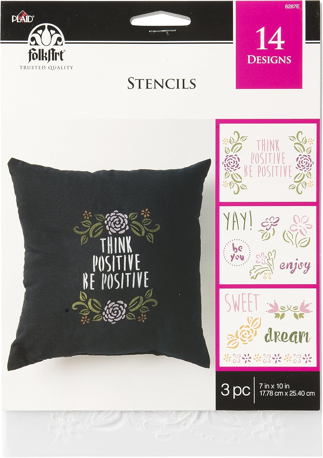 FolkArt Inspirational Phrases Stencil, 7" x 10", Clear