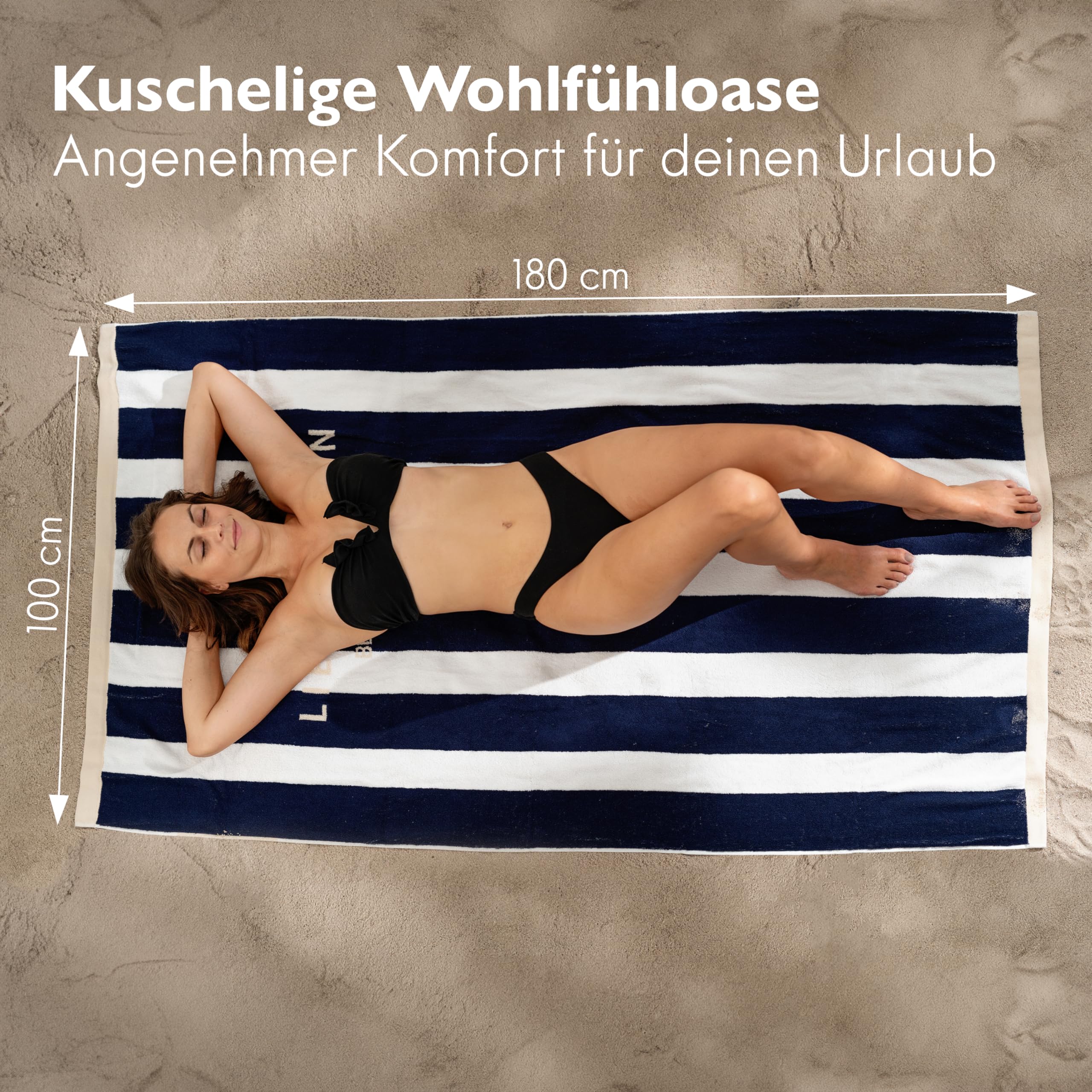Liebenstein® Premium Strandtuch Beach Society – 100x180 cm – softig weiches Strandhandtuch mit stylischem Muster - aus 100% feinster Baumwolle in Portugal gefertigt