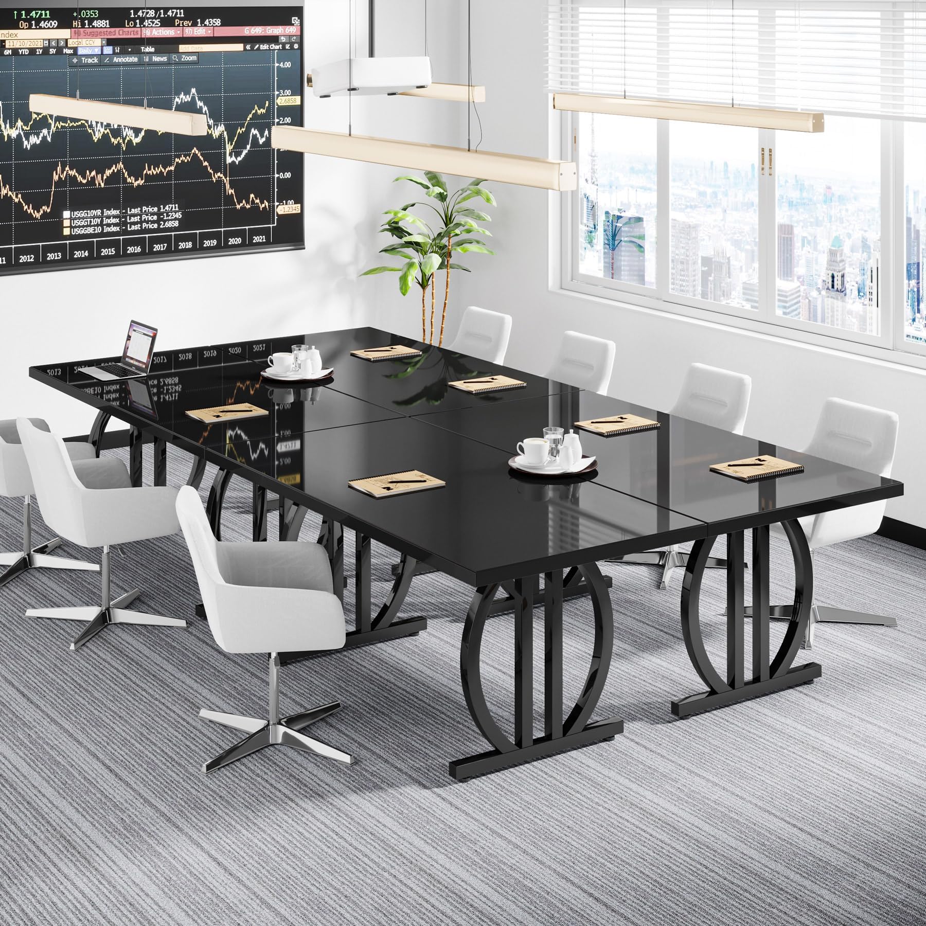 Tribesigns Mesa de escritorio de 160 cm con patas metálicas robustas, escritorio moderno y sencillo, escritorio para ordenador portátil, sala de trabajo, mesa de trabajo