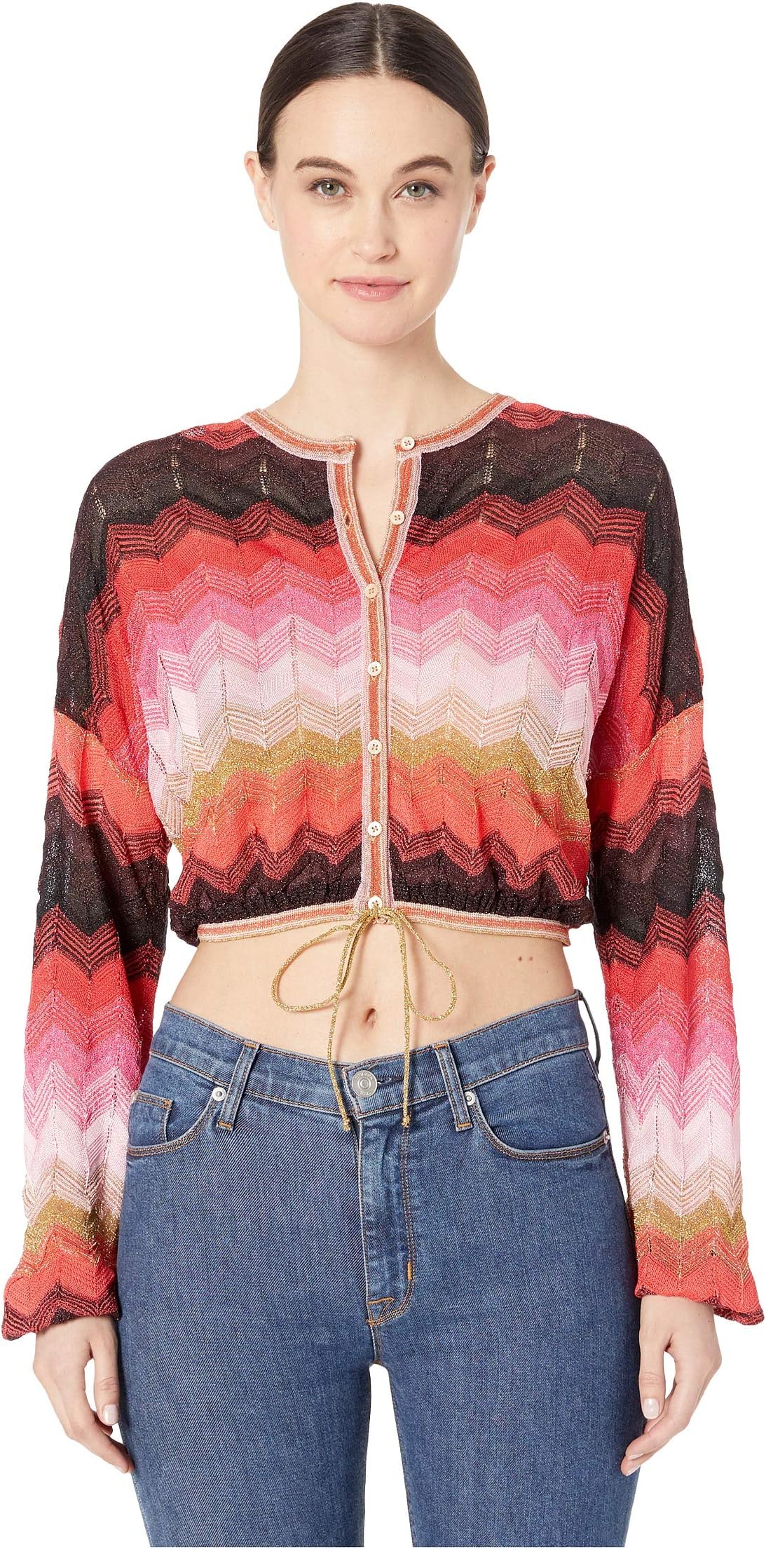 Long Sleeve Chevron Button Front Cardi