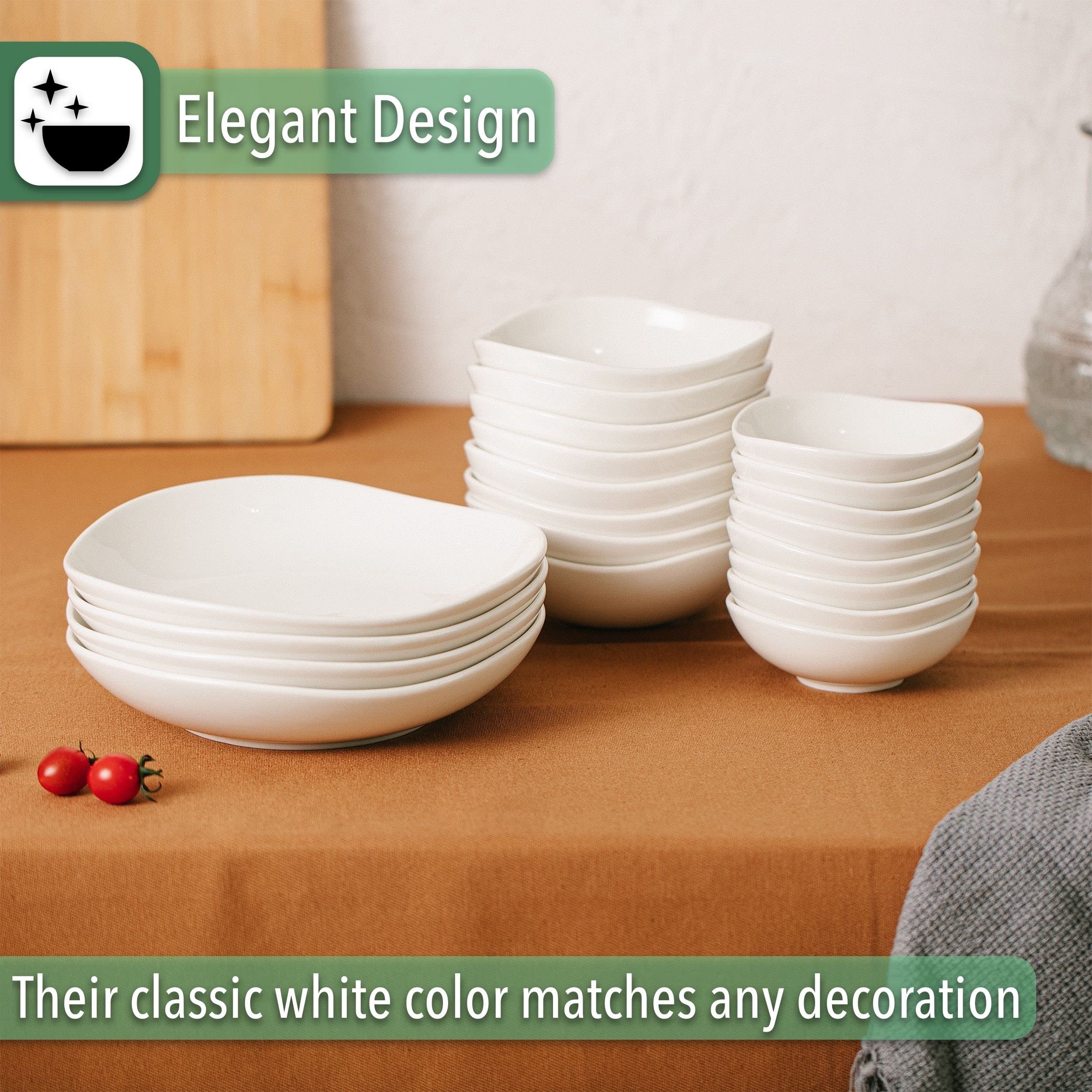 BTaT- - Cuencos de porcelana para servir, juego de 4 unidades, cuencos para pasta, cuencos grandes para servir, cuencos blancos para servir, cuencos de servir para entretenimiento, juego de 4 cuencos