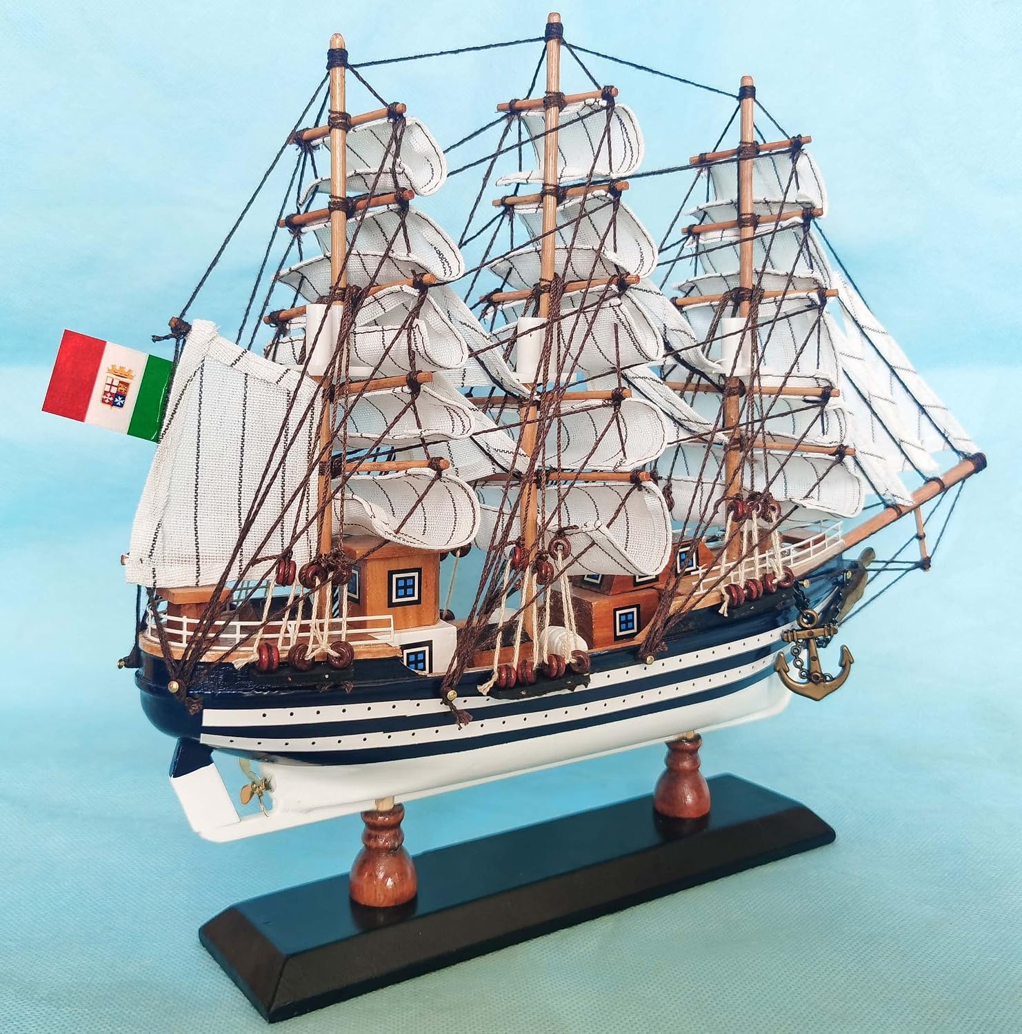 SAILINGSTORY Wooden Model Ship Amerigo Vespucci 1/300 Scale Replica | Handcraft Authentic Details, Nautical Decor, Sailing Boat Model