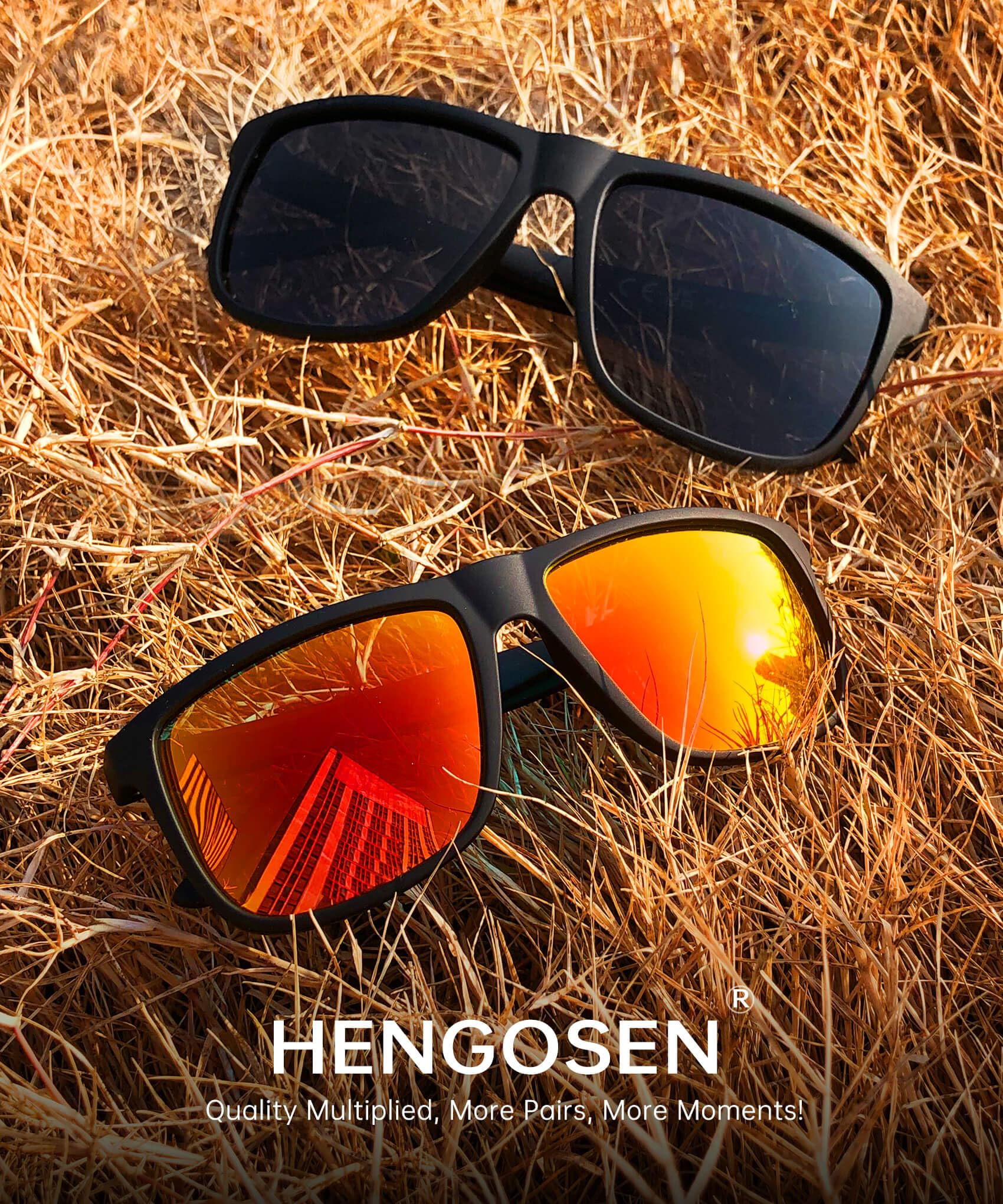 HENGOSEN Polarisierte Sonnenbrille für Herren, Sport: polarisierte Sonnenbrille, Laufen, Angeln, Fahren, Sonnenbrille mit UV-Schutz, 3 Stück