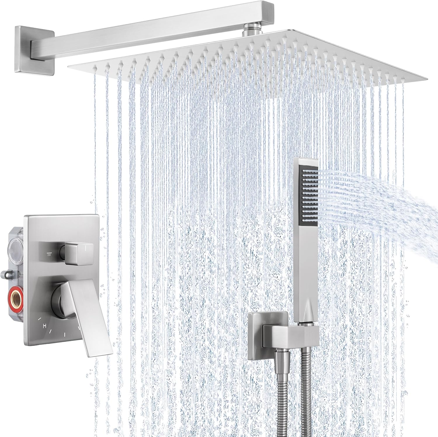 KES Shower Faucets Sets with Pressure Balance Shower Valve 12 Inch Rain