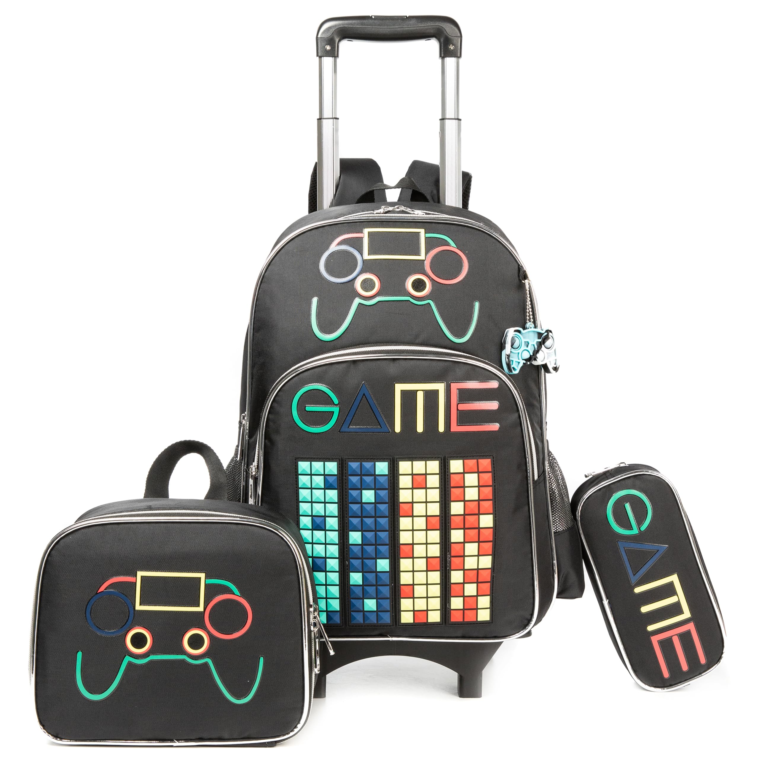 HTgroce Mochila Chico Escolar con Ruedas,Niños Trolley Escolar Estudiantes de Primaria Carros para Mochilas Bolsa de Almuerzo Estuche Escolares Equipaje de Viaje Multifuncional