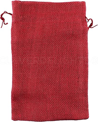 Miniatura 2 de CleverDelights Bolsas de arpillera rojas de 6 x 10 pulgadas, paquete de 5, sacos de yute con cordón de yute de 6 x 10 pulgadas