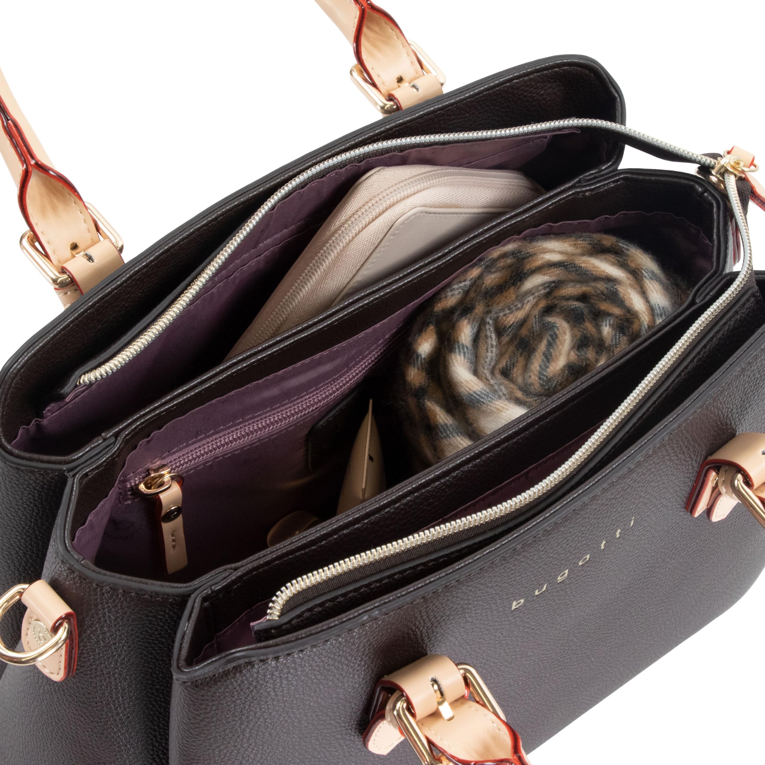 bugatti Ella Handtasche für Damen, Bowling Bag mittelgroß aus Kunstleder