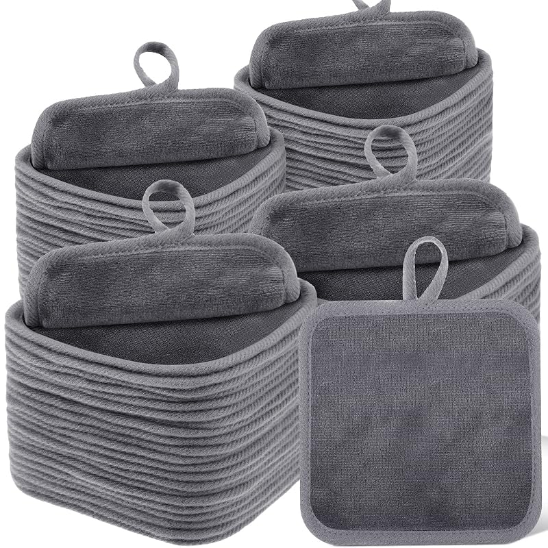 Moukeren 32 panos reutilizáveis para remoção de maquiagem, microfibra, cinza, 12,7 cm x 12,7 cm
