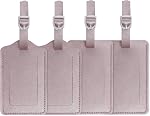 Luggage Tags Leather Personalized Suitcase Tag Set Luggage id Tags Labels Travel Accessories-Set of 4(Orange)