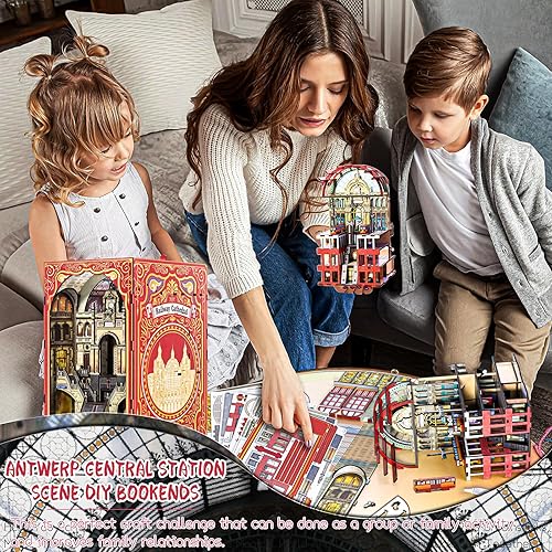 Miniatura 6 de Kit de rincón de libros para bricolaje, estantería de bricolaje, decoración interior, callejón de 2 lados, kit de modelo de rincón de libros,