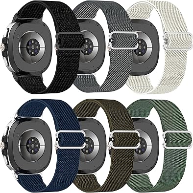 6 Pack Stretchy Braided Bands Compatible With Samsung Galaxy Watch 8 40mm 44mm/Galaxy Watch 8 Classic 46mm,Elastic Nylon Sports Strap,For Both Men And Women