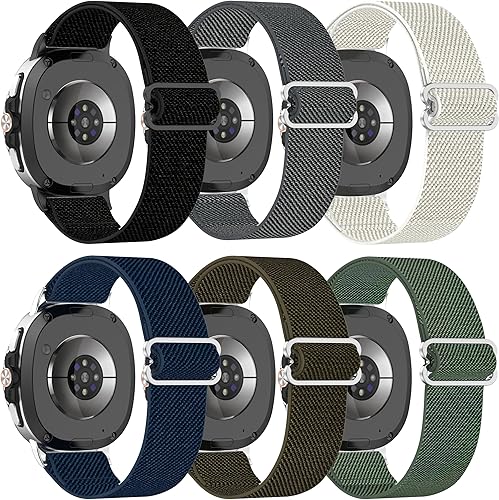 6 Pack Stretchy Braided Bands Compatible With Samsung Galaxy Watch 8 40mm 44mm/Galaxy Watch 8 Classic 46mm,Elastic Nylon Sports Strap,For Both Men And Women