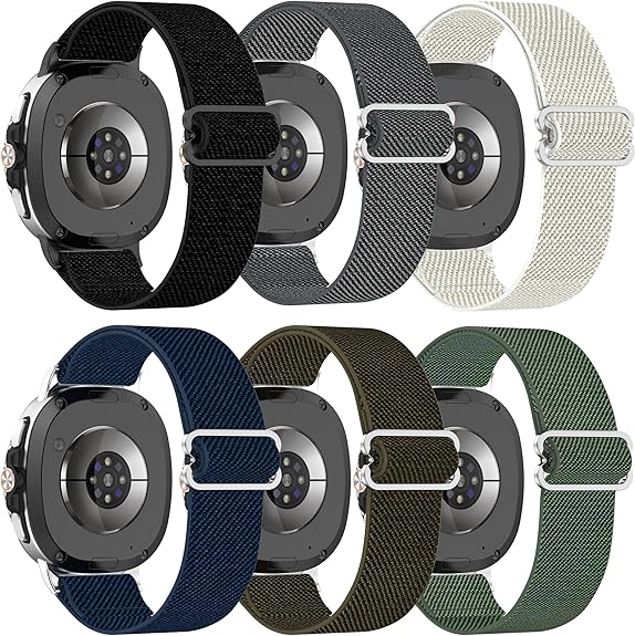 6 Pack Stretchy Braided Bands Compatible With Samsung Galaxy Watch 8 40mm 44mm/Galaxy Watch 8 Classic 46mm,Elastic Nylon Sports Strap,For Both Men And Women