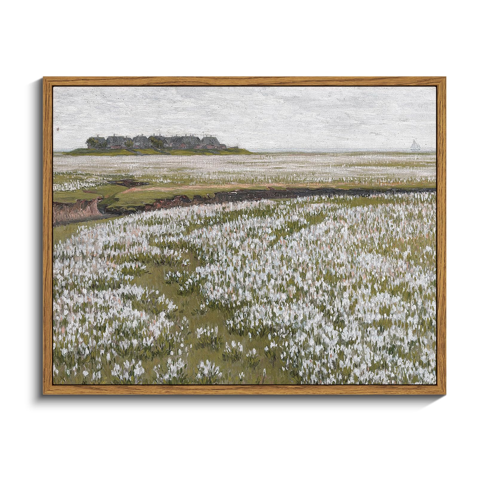 InSimSea Framed Canvas Wall Art, Meadow with Flowers Painting, Landscape for Living Room, Bedroom, Home, Bathroom Decor, 8x10 — view 138
