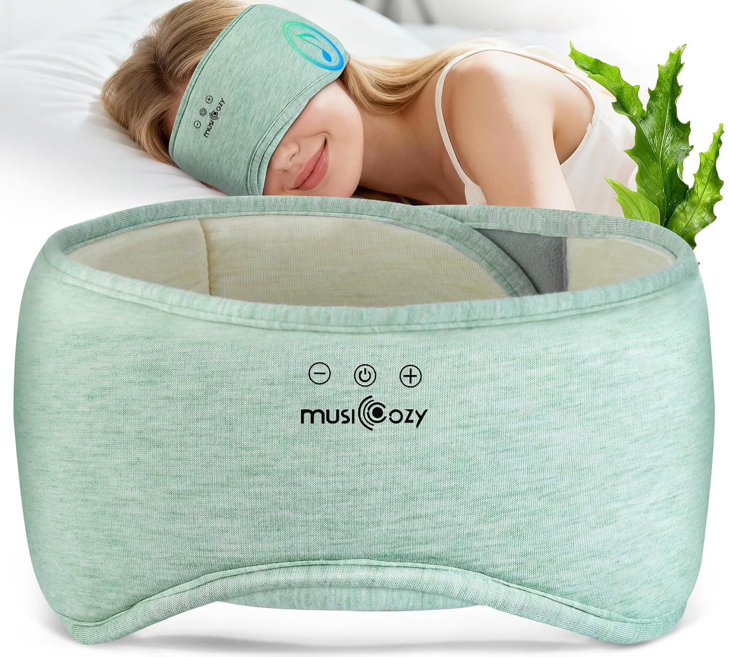 MUSICOZY Bluetooth 5 4 Sleep Headphones Eye Mask with Seaweed Fiber Cotton Ultra Soft Fully Wrapped Sleep Mask