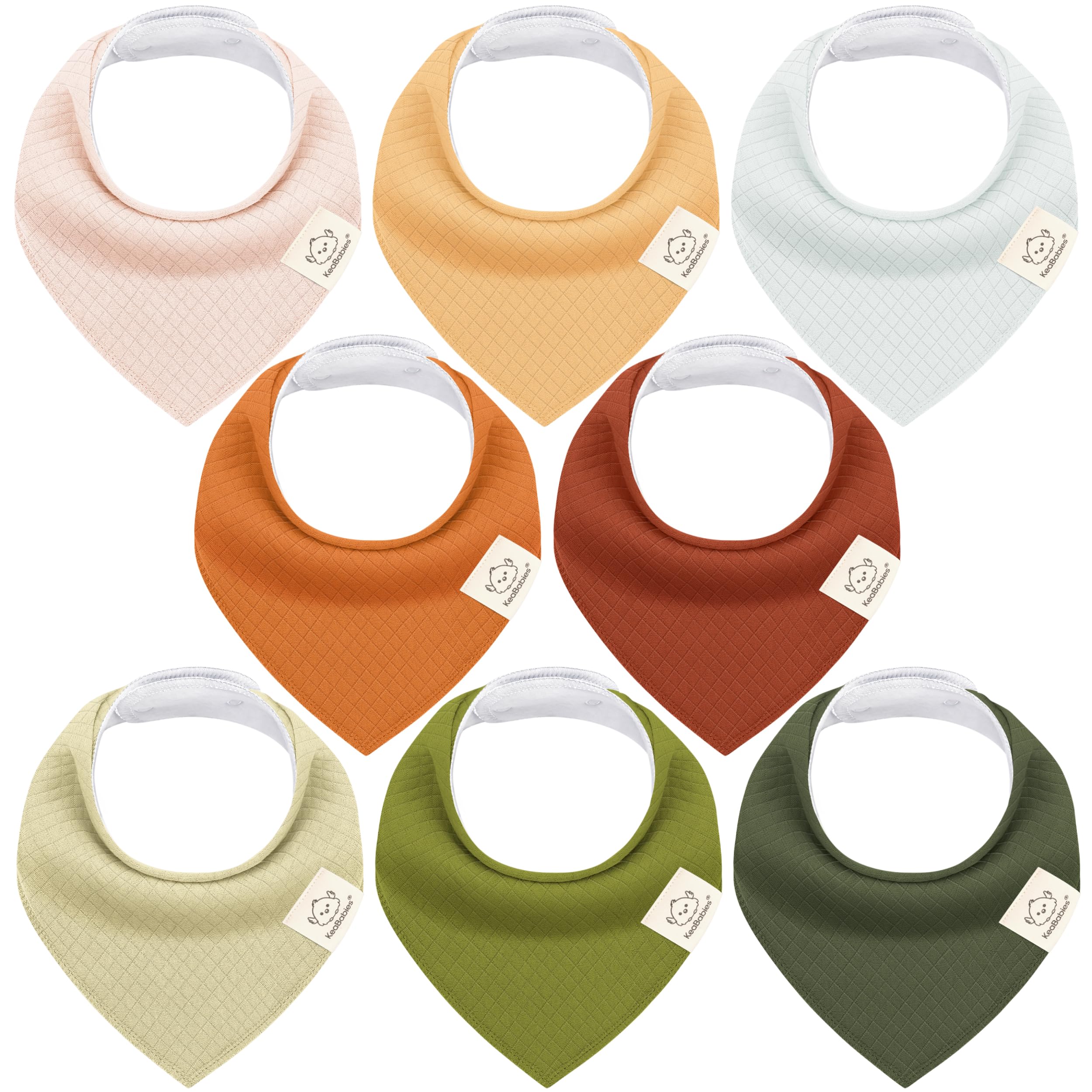 KeaBabies 8-Pack Bandana Bibs for Baby Girls, Boys - Organic Cotton Baby Bibs for Drooling & Teething Newborn, Toddler, Infant 0-36 months, Extra Soft