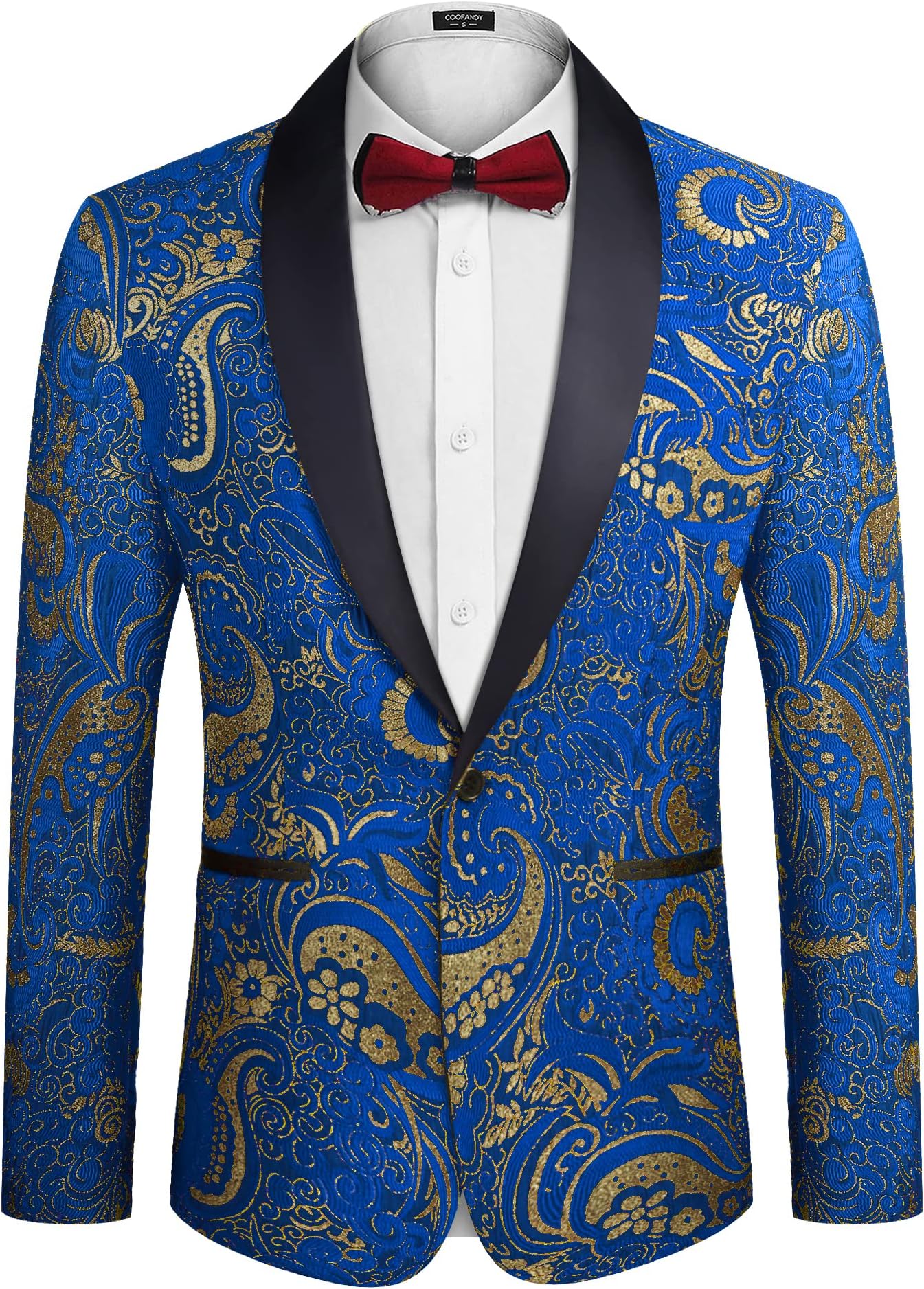 COOFANDY Men's Floral Tuxedo Jacket Luxury Embroidered Wedding Blazer Dress Suit for Party Dinner