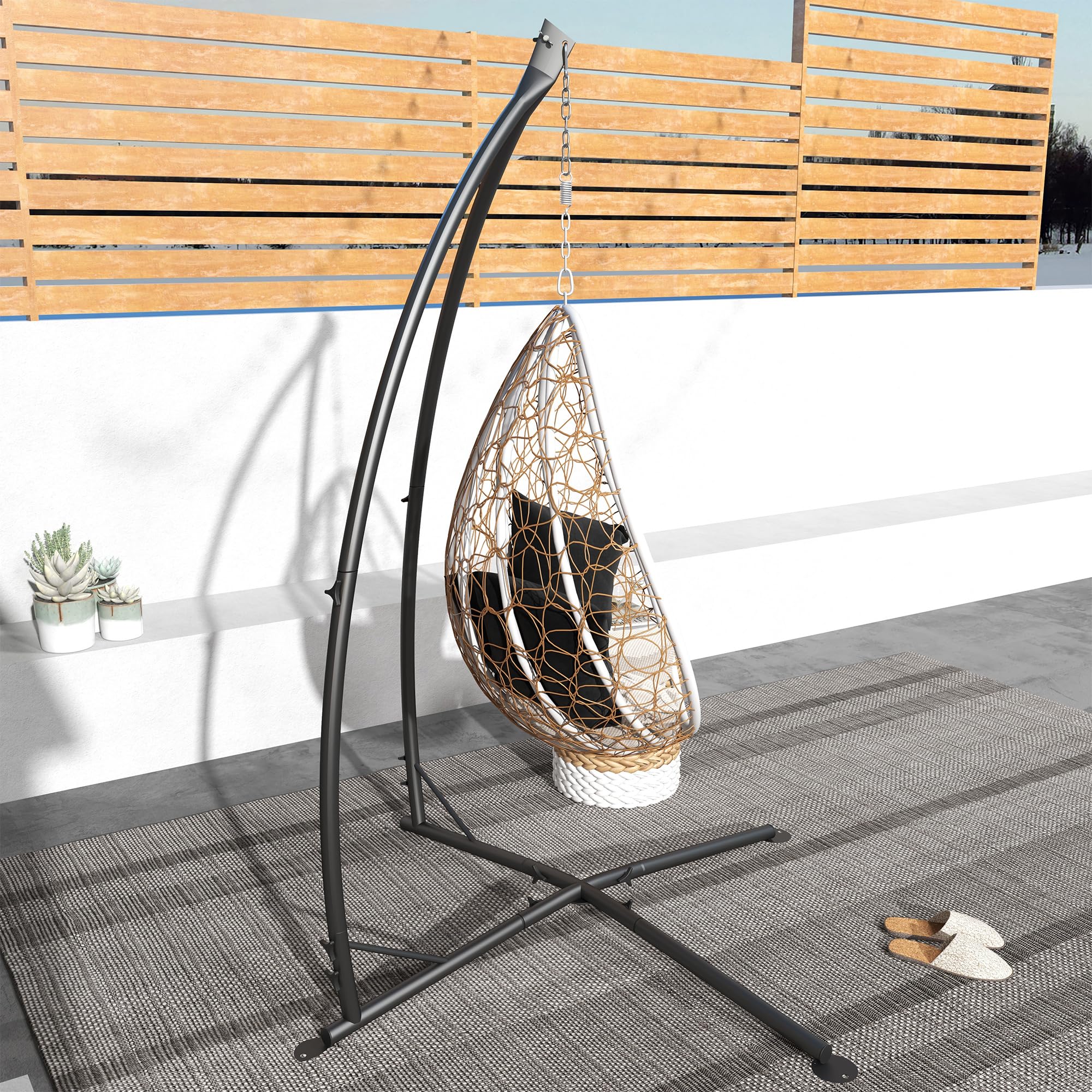 Outsunny Supporto per Poltrona sospesa - Supporto per Poltrona sospesa, Altezza 215 cm - Carico Massimo consigliato 130 kg, Metallo Nero