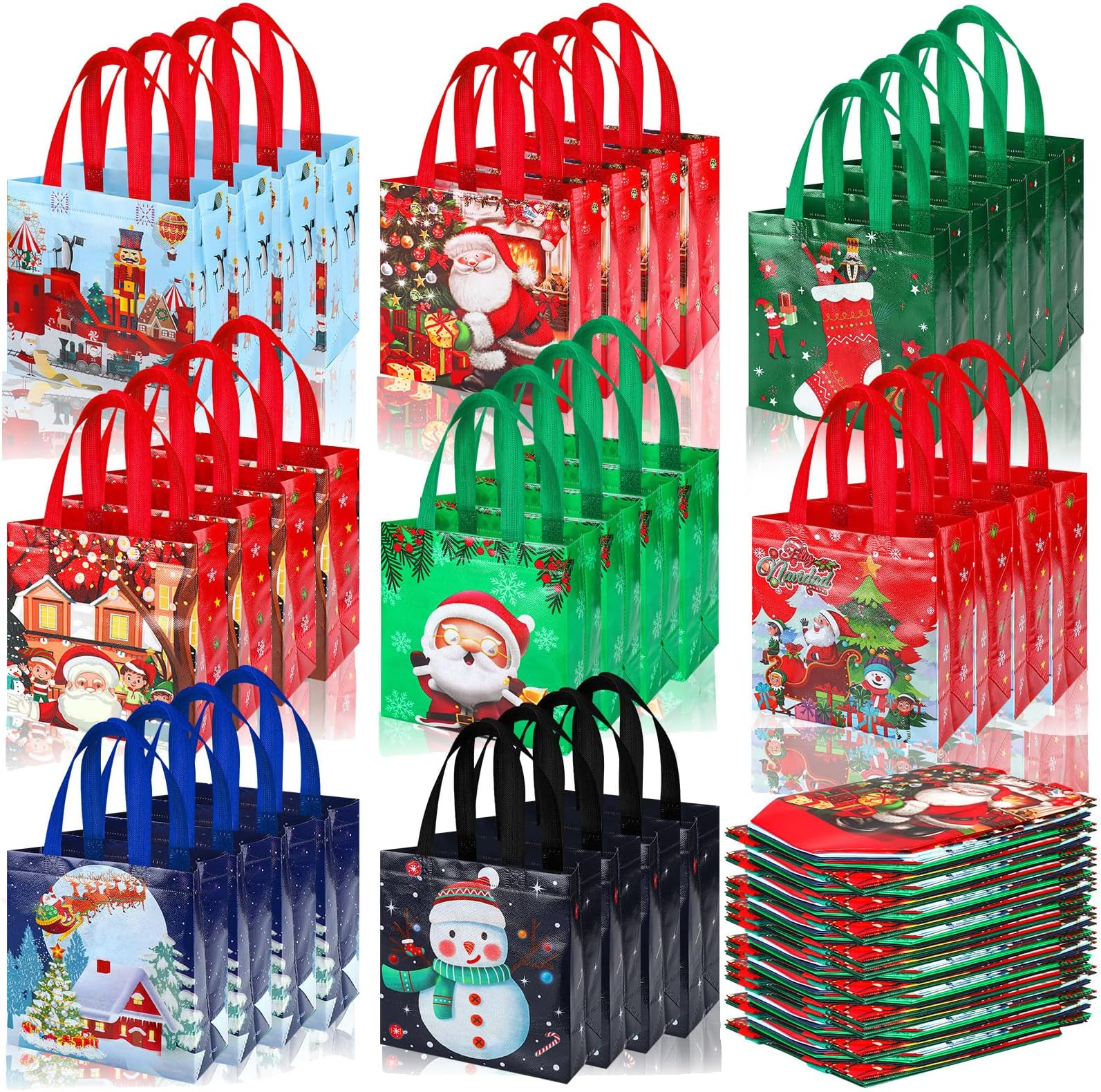 Wesnoy 24 Pcs Christmas Gift Bags Bulk Reusable Non Woven Christmas - View #6