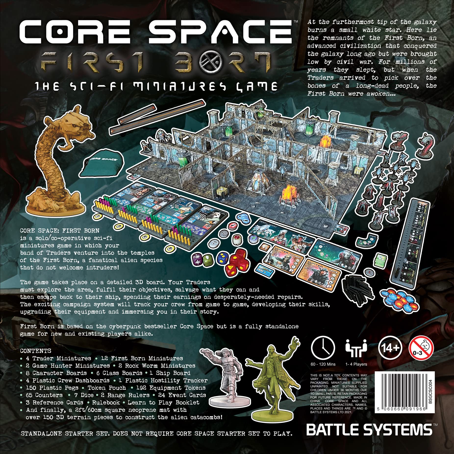 Battle Systems Core Space First Born - Miniatury science fiction gra planszowa - Cyberpunk 28 mm figurki science fiction do wojny 40K - modułowy teren do gier 3D - (zestaw startowy dla noworodków)