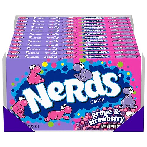 Nerds Caramelo, sabor a uva y fresa, cajas de dulces de cine de 5 onzas (paquete de 12)