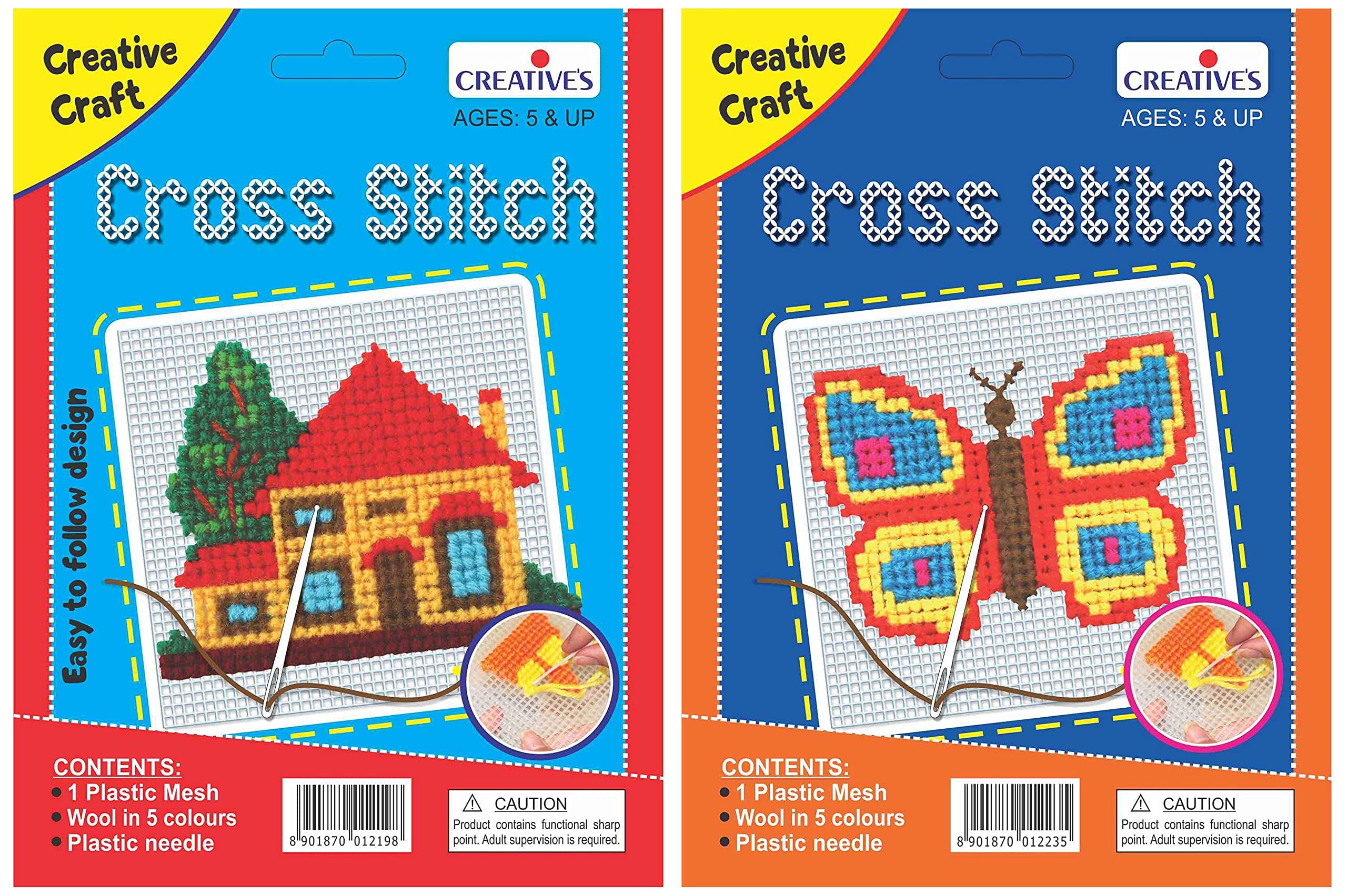 Creative's Plastic Cross Stitch House Crafts Kit (Multi-Color) & Cross Stitch Butterfly Crafts Kit (Multi-Color)