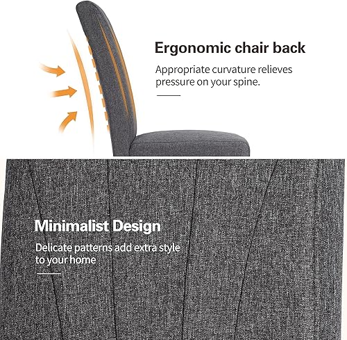 Miniatura 4 de VECELO Upholstered Dining Chairs Set of 6, Modern Fabric and High Back & Solid Wood Legs, Parsons for KitchenLiving Room- Dark Gray