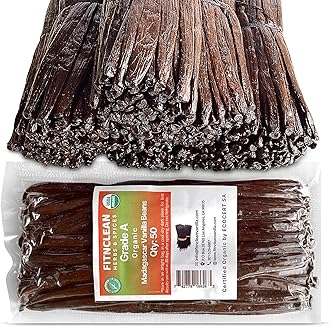50 Organic Grade A Madagascar Vanilla Beans. Certified USDA Organic for Extract and All Things Vanilla. ~5" by FITNCLEAN VANILLA. Bulk Fresh NON-GMO Pods.