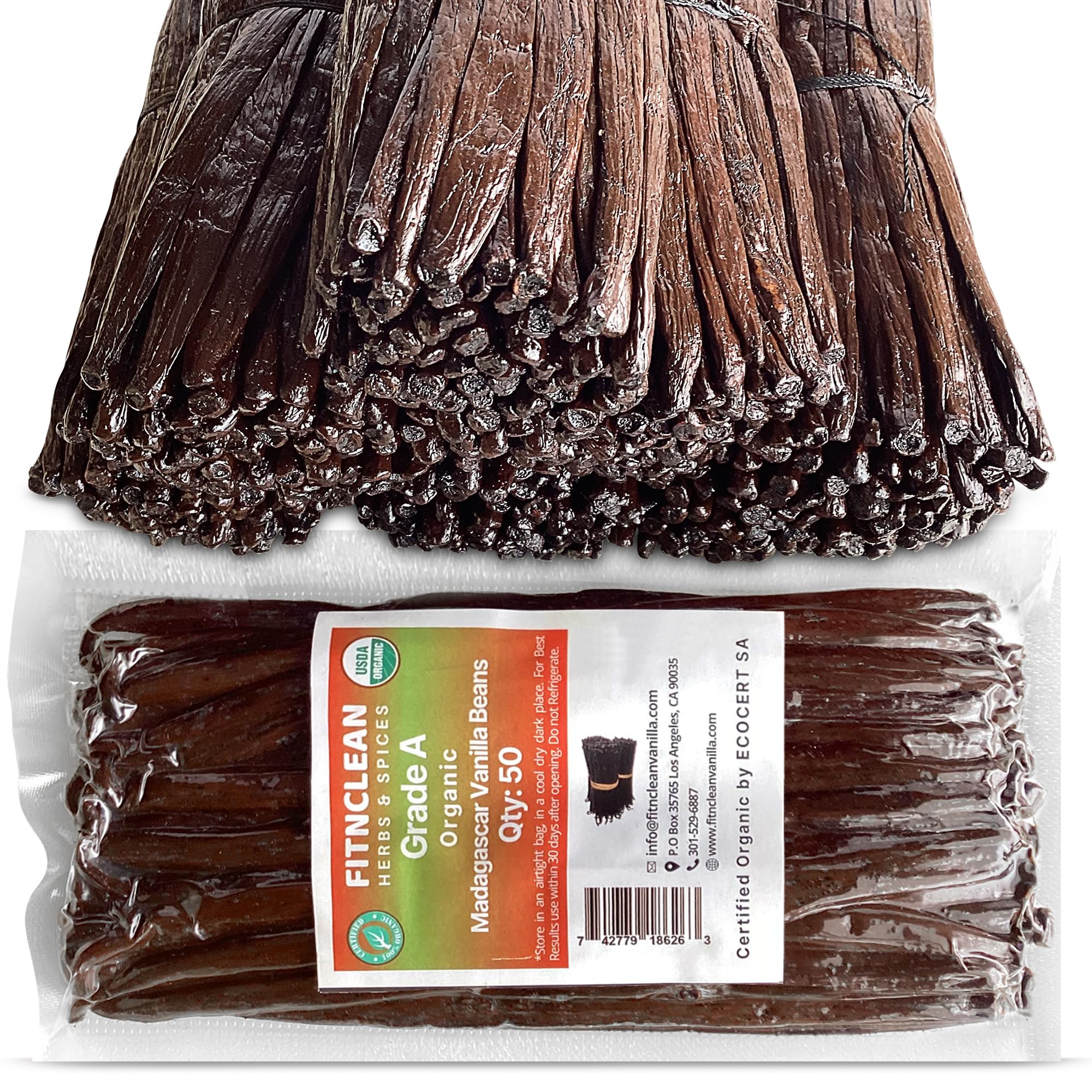 50 Organic Grade A Madagascar Vanilla Beans. Certified USDA Organic for Extract and All Things Vanilla by FITNCLEAN VANILLA. Bulk Fresh NON-GMO Pods.USDA Organic