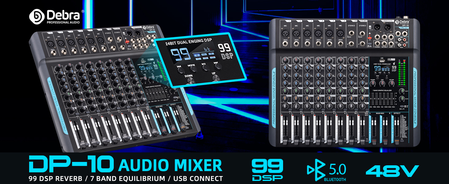 Amazon.com: D Debra Audio Mixer 10 Channel, DP-10 Professional