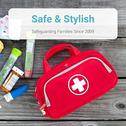 Miniatura 7 de Allermates Family Travel Essentials - Estuche organizador de bolsa para medicamentos para alergias y asma (rojo brillante)