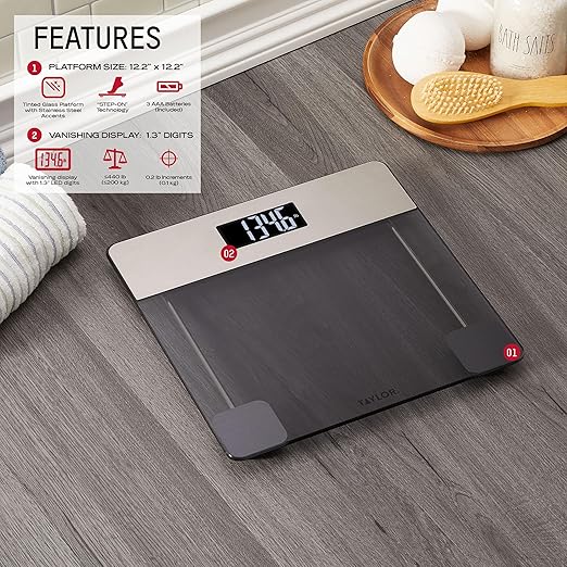 Báscula de Baño Digital Taylor de Vidrio, 440 Lb miniatura 2