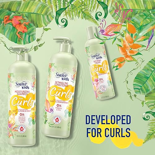 Miniatura 6 de Suave Champú y acondicionador para rizos, almendra dulce y miel, paquete de 2 unidades + espray desenredante para niños con caléndula 100% natural,