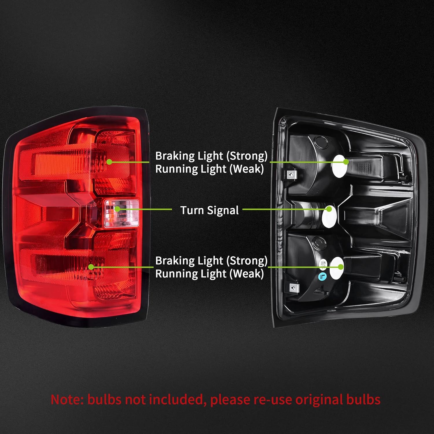 AUTOSAVER88 Tail Lights Compatible with 2014-2019 Chevy Silverado 1500/15-19 2500HD 3500HD, 15-19 GMC Sierra 3500HD LED Tube Taillights - Driver and Passenger Side Brake Lamp