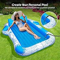Vista 5 de Inflatable Pool Lounger Float for Adults - JIANYHW X-Large Beach Sun Tan Tub Pool Lounge Raft Sunbathing Pool Floaties with 2 Food/Drink Holder