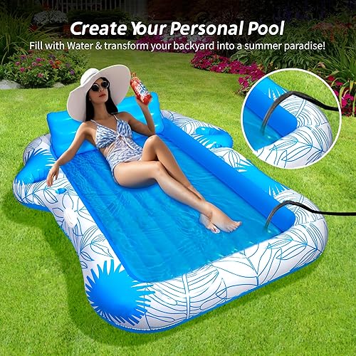 Miniatura 5 de Inflatable Pool Lounger Float for Adults - JIANYHW X-Large Beach Sun Tan Tub Pool Lounge Raft Sunbathing Pool Floaties with 2 FoodDrink Holder, Blow