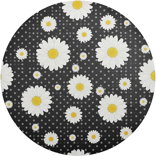White Daisies Round Table Placemats, Heat Resistant Non Slip Dinner Placemats Round for Kitchen one sizex4