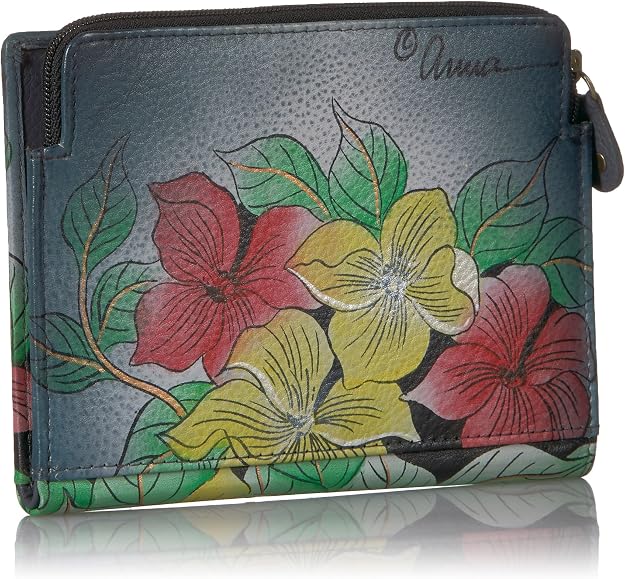 Anuschka Women's Hand-Painted Genuine Leather Clutch Wallet - Royal Tiger Artwork Two-Fold Organizer - View #4