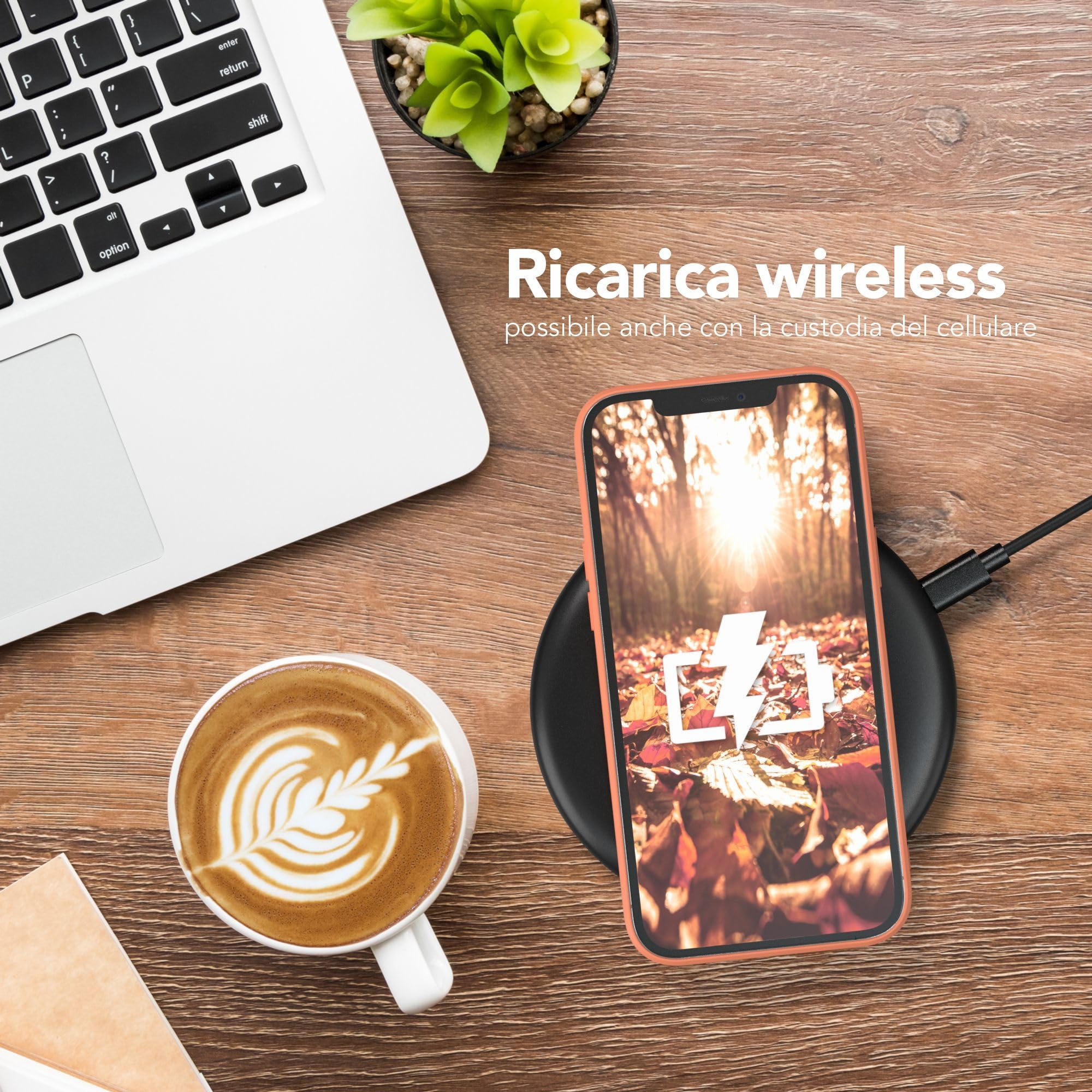 AICase Custodia In Silicone Per IPhone 12 Pro Max (6,7") - Cover Morbida Con Magneti Per Ricarica Wireless MagSafe, Nero